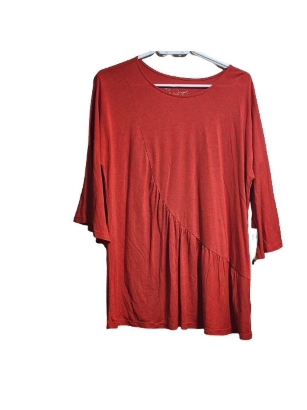 D2 by Diane Gilman short sleeve top tunic color rust size large